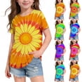 thumbnail image 1 of Ashirexll T-Shirts pour Filles à Manches Courtes Imprimés Col Rond Demi-Manches Haut pour Enfants Décontracté Polyvalent, 1 of 5