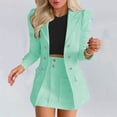 thumbnail image 2 of Womens Long Sleeve Two Blazer Skirt Suit Solid Color Two Piece, 2 of 2