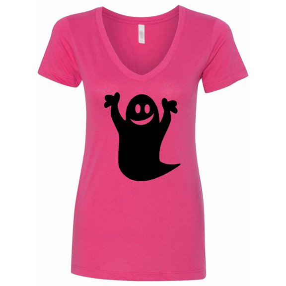 Inktastic Happy Halloween Cute Ghost Women's V-Neck T-Shirt