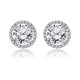thumbnail image 1 of Pendientes de Botón JeenMata Halo de Piedra Natal de Abril Circonita Cúbica 1,25 Quilates Oro Blanco 18 K Plata, 1 of 5