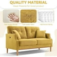 thumbnail image 5 of DEALTOPS Small Couch with 2 Pillows, 57'' Accent Loveseat Sofa, Comfy Yellow Couch for Living Room, Bedroom, 5 of 7