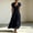 Navy, variant on Women's Cotton Linen Midi Dress Summer Short Sleeve V‑Neck Asymmetrical Button Casual Dress with Side Pockets Pink XL(XL)