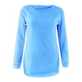 thumbnail image 3 of Dyfzdhu Fuzzy Tops for Women Plus Size Solid Long Sleeve Loose Thermal Fleece Crewneck Sweatshirts Blue, 3 of 5