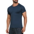 thumbnail image 4 of INSPIRE CHIC Men's Workout Stretch Crew Neck Short Sleeve Sport Running T-Shirts M Dark Blue, 4 of 6