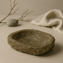 BIDK Home Textured Edge Organic-Shaped Travertine Bowl - 11.5" - Gray