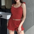 thumbnail image 4 of AherBiu 2 Piece Pajamas Sets for Women Ribbed Summer Outfits Crop Tank Tops with Shorts Sleepwear Set, 4 of 6