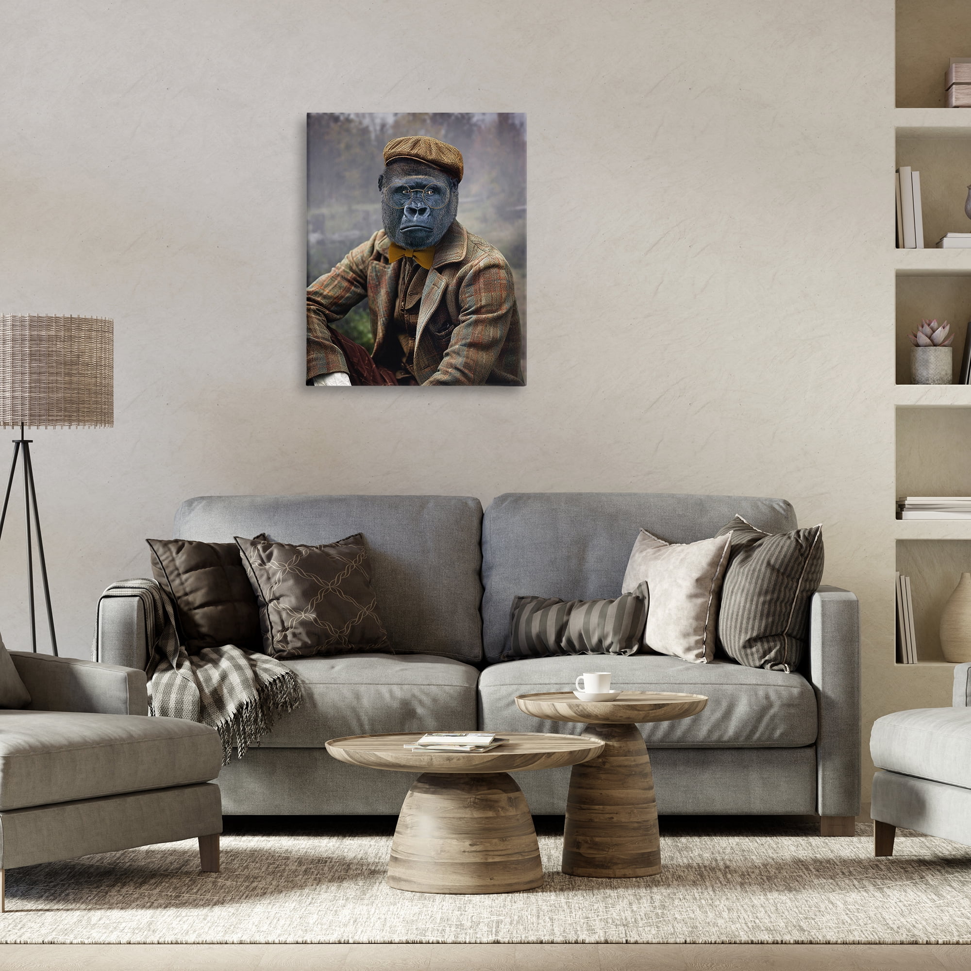 Stupell Industries Vintage Gorilla Portrait Animals & Insects Painting Gallery Wrapped Canvas Art Print Wall Art, 24 x 30