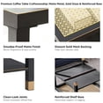 thumbnail image 4 of Leumius Modern Square Coffee Table, 27.6" Crisp Metal Frame, Luxe Gold Glass Top for Living Room Office Black, 4 of 8