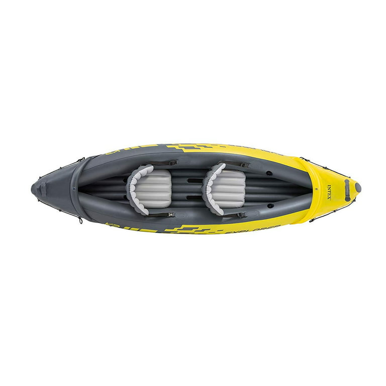Intex Explorer K2 2 Person Inflatable Kayak Set and Air Pump, Yellow (3  Pack) 
