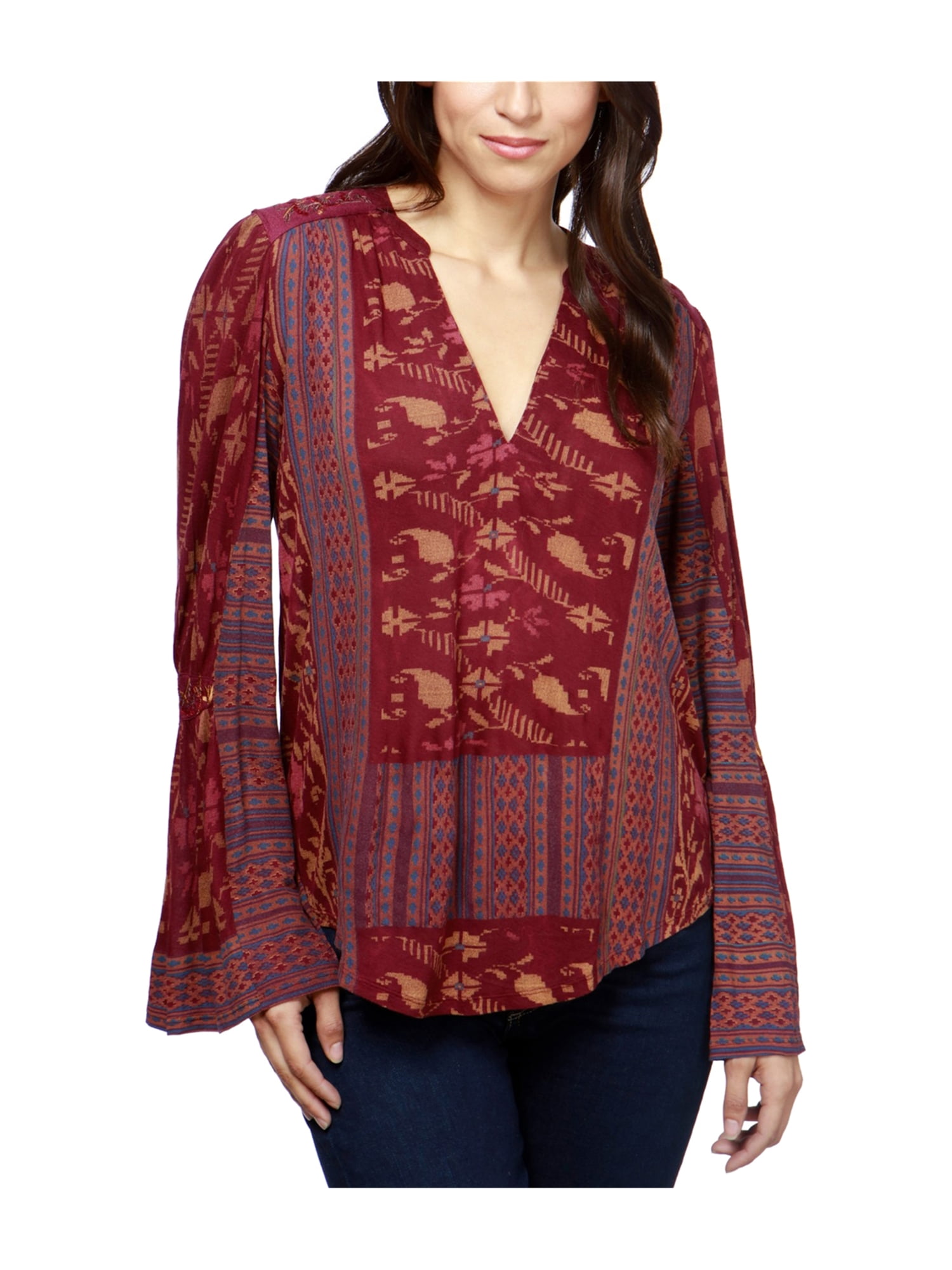 lucky brand printed peasant top