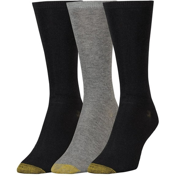 Gold Toe womens Non-binding Flat Knit Crew Socks, 3 Pairs