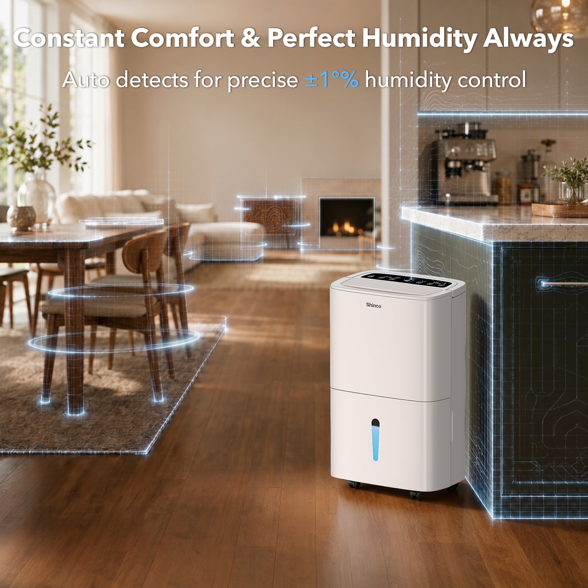 150 pt. 7,000 sq.ft. Portable Dehumidifier in White with WiFi Control, Built-in Pump, Dual-Filter, Auto Defrost