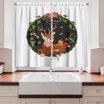 thumbnail image 2 of Ambesonne Deer Kitchen Curtains, Animal Sitting Among Flowers, 55"x24", Cinnamon Fern Green and Pink, 2 of 3