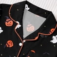 thumbnail image 6 of Curuila Toddler Girls Halloween Pajamas Set Short Sleeve Hallowmas Cartoon Print Lapel Button Down Pjs Tops With Shorts For Party Fashionable Homewear Black Size 3-4 Years, 6 of 9
