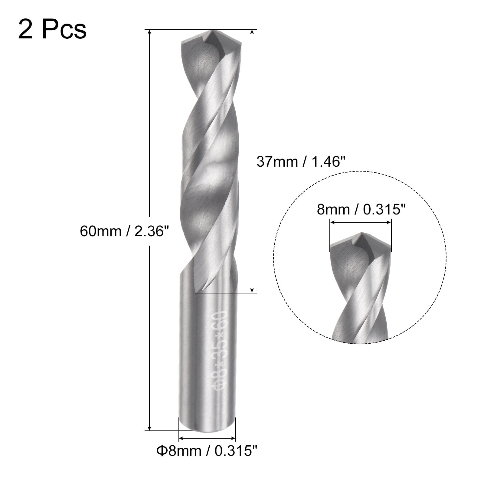 Unique Bargains Solid Carbide Twist Drill Bits Tungsten Carbide Jobber Drill Bits Straight Shank 8mm