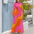 thumbnail image 3 of Vestido largo con estampado retro de los años 60 y 70 Vestidos de mujer vestido de verano, 3 of 4