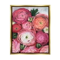Stupell Romantic Red Peonies Budding Botanical & Floral Painting Gold Floater Framed Art Print Wall Art