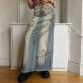 thumbnail image 3 of New retro gradient color irregular slit skirt high waist slimming characteristic denim skirt-2-L, 3 of 7
