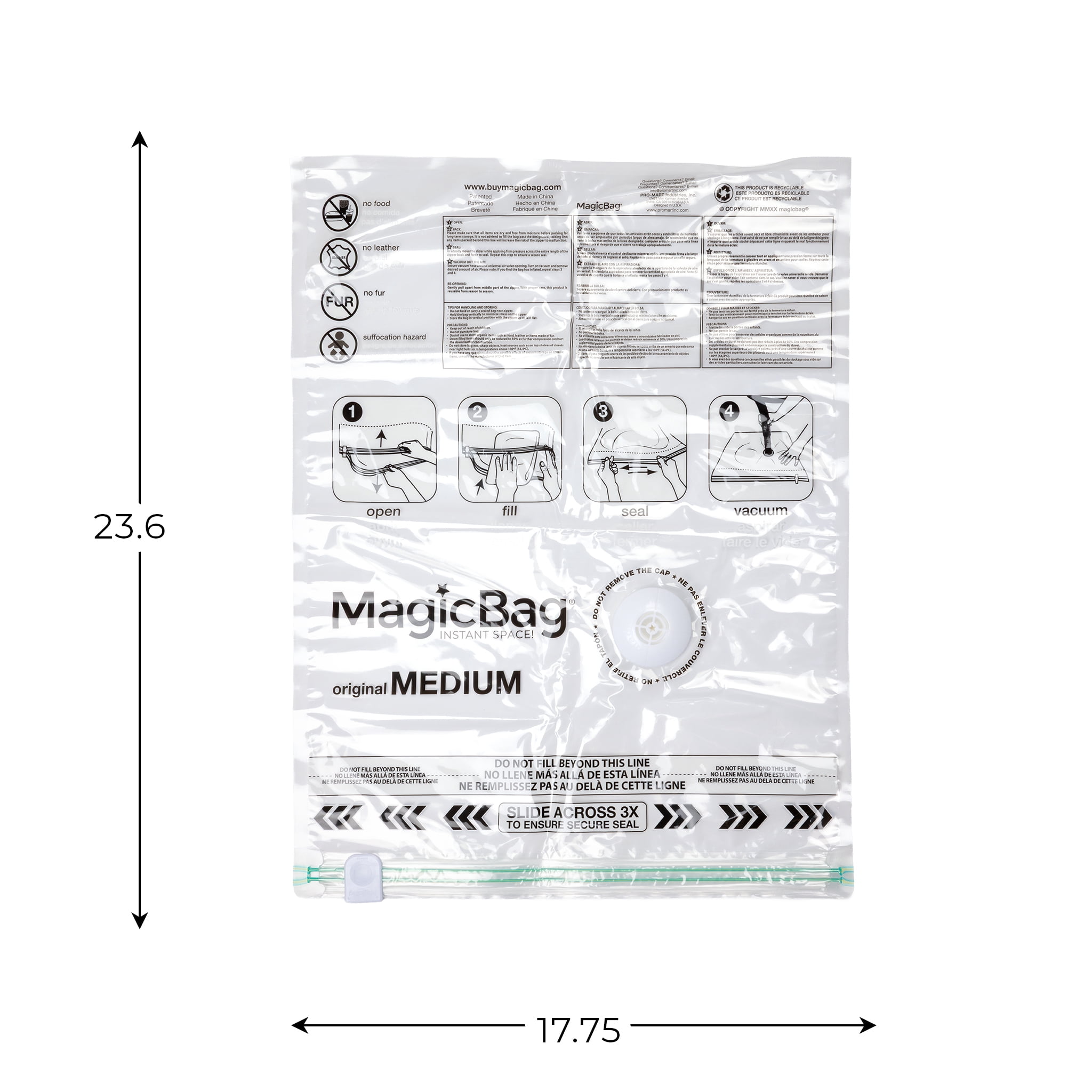 MagicBag Variety Pack Vacuum Storage Bags, 10 Pack Flat Compression Bags for Clothing & Bedding, Space Saving & Airtight
