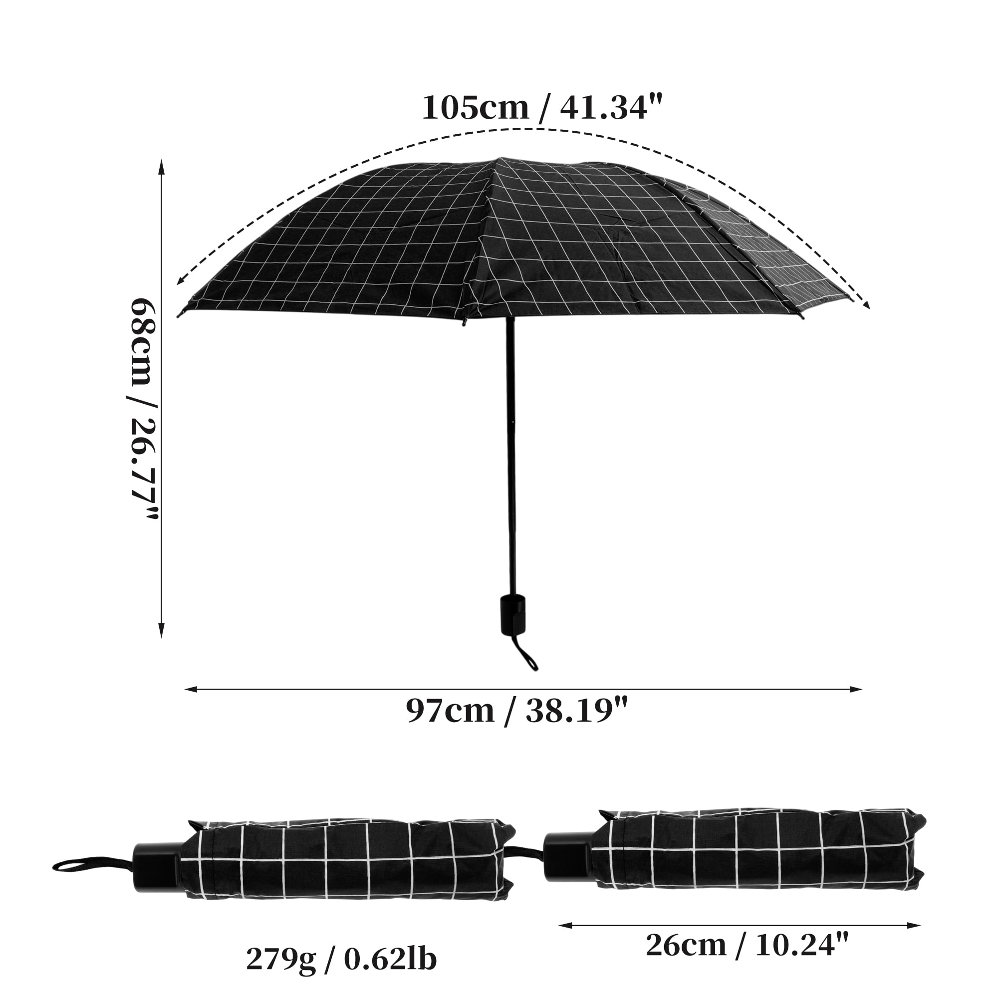 Unique Bargains Portable Manual Open Close Rain Windproof  Umbrella Black