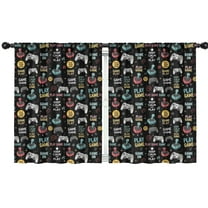 Blackout Kids Curtains,Colorful Games Symbol Black Pattern Childrens Insulated Curtains Set Of 2,Bedroom Essentials,Toddler Room Decor 42"x54"