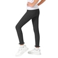 thumbnail image 3 of jobturf Girls Leggings High Waisted Ruffle Trim Ribbed Yoga Pants Summer Stretchy Casual Trousers for Kids 1-10 Years, 3 of 7