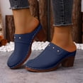 thumbnail image 2 of Modisza Chunky Heels Mules for Women Round Closed Toe Low Bolck Heel Slides Sandal Arch Support Walking Shoes Indoor Outdoor size 8 Blue, 2 of 6
