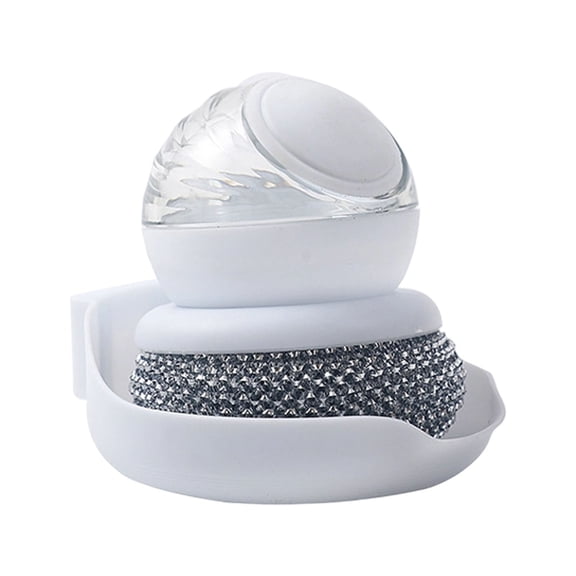 Dish Brush with Soap Dispenser, Steel Wool Scrubber with Replaceable Steel Wool, Pan Scraper, Wire Brush for Cleaning Cast Iron, Grill Pans, Stock Pots, Grills, Sinks Dish Brush With Soap Dispenser