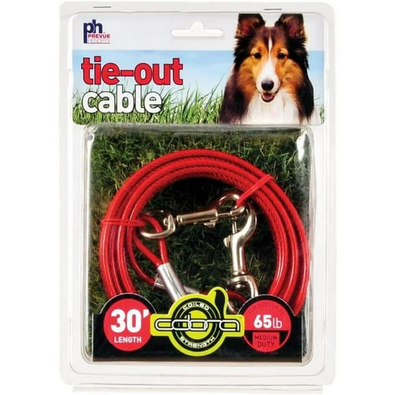 Prevue Pet Products PP-2121 30 ft. Medium Duty Tie-Out Cable, Red