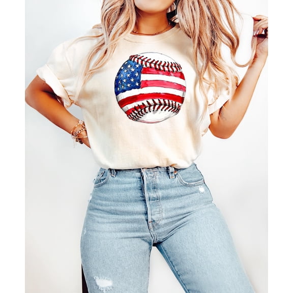 American Baseball Lover Shirt, Red White and Blue Baseball Tee, 4th of July Patriotic T-Shirt, Independence Day USA Sports Fan Shirt