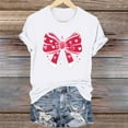 thumbnail image 2 of Spring Summer Date Night Wear – Women's Chic Printed Tee with Bow Design, Casual Short Sleeve Round Neck Top for Valentine's Day Theme Romantic Cute Outfits, 2 of 6