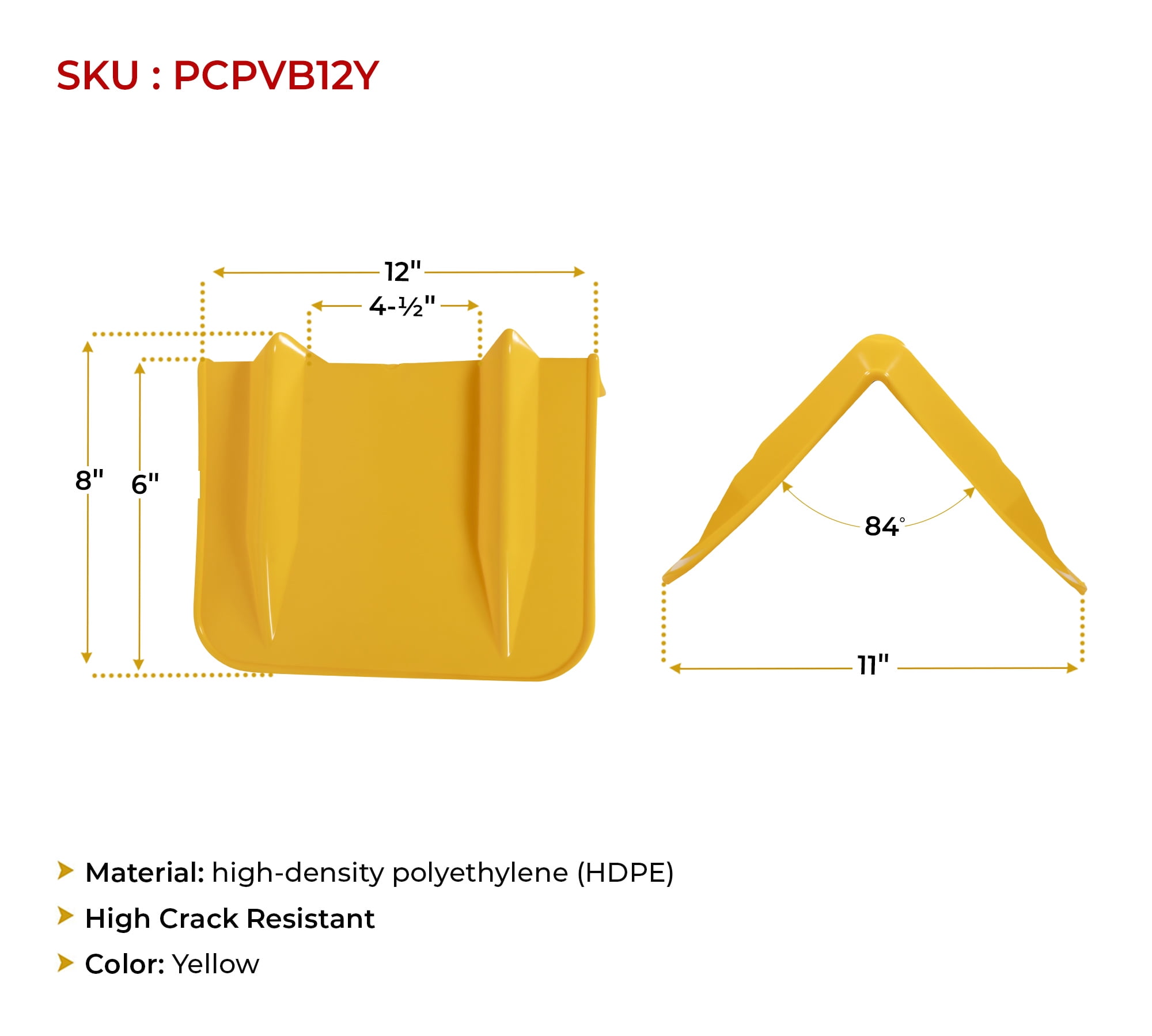 4 Pack 8"x8"x12" Yellow Flatbed Corner Protector - V Shaped Edge Guard for Tie-Down Winch & Ratchet Straps - Fit 1 Straps Up To 4"- Plastic Corner Protector for Trailer Cargo Load