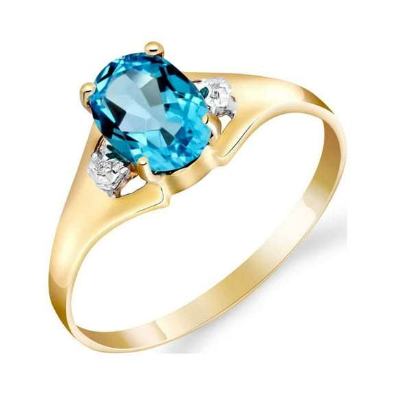 Galaxy Gold 18k Yellow Gold Ring with Natural Diamonds and Blue Topaz 1317Y-18K (8.5)