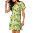 thumbnail image 2 of Balery Cute Dinosaurs Cartoon Camisón de manga corta con cuello redondo para mujer, cómodo y elegante., 2 of 6