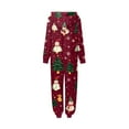 thumbnail image 5 of Family Christmas Pajamas Matching Sets, Red Hooded Zipper Onesie Jumpsuit with Snowman Print, Funny Matching Family Christmas Pajamas Sleepwear Loungewear for Couples, Women & Men, 5 of 5