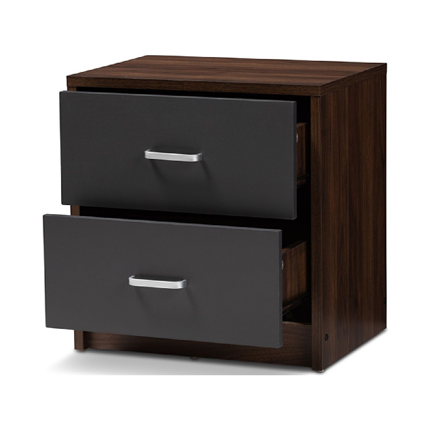 Baxton Studio Hansel Modern and Contemporary 2-Drawer Dark Brown and Dark Grey Finished Nightstand - image 4 of 7
