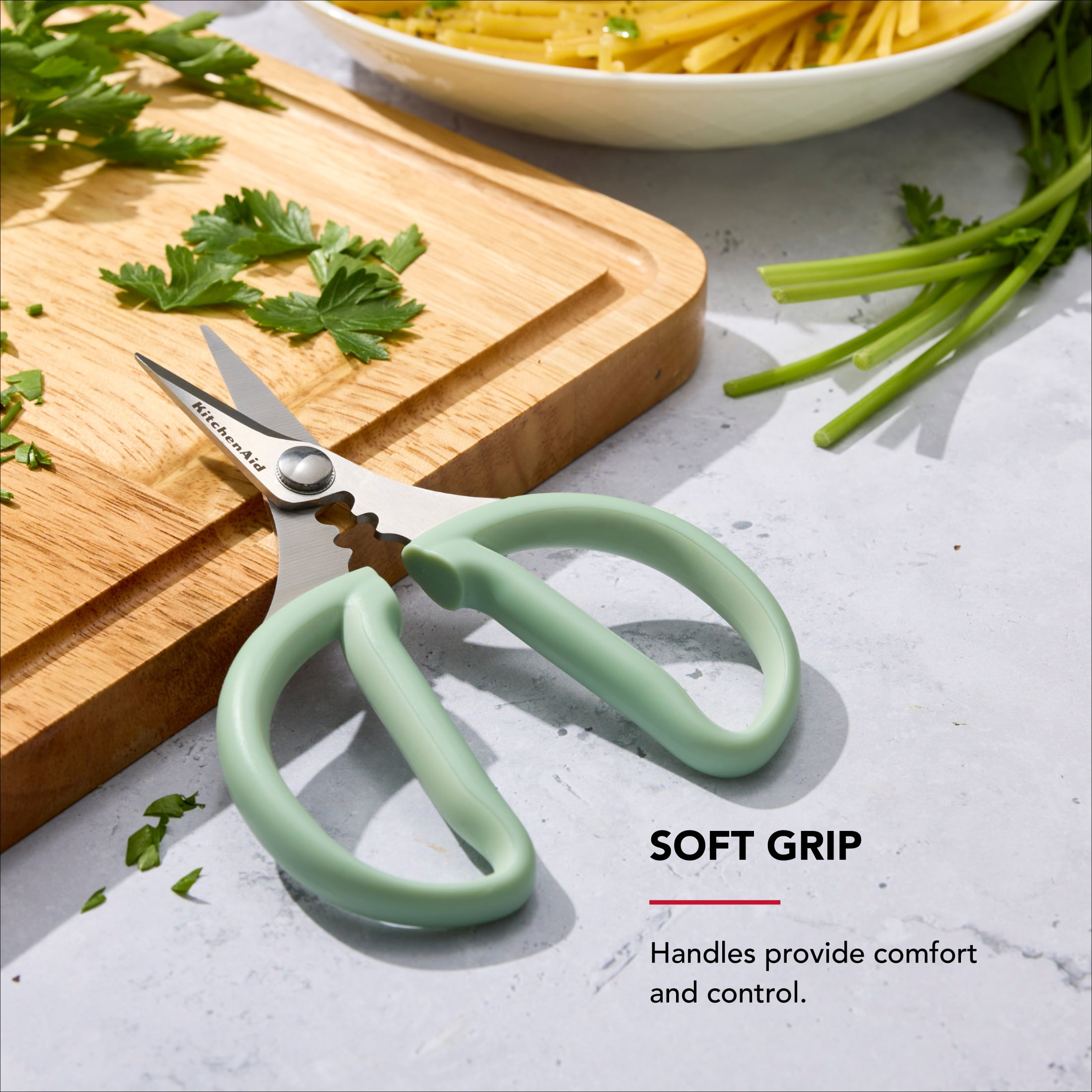 KitchenAid Japanese Steel 2-Piece Kitchen Scissors and Shears Set for Food and Herbs, Pistachio/Porcelain