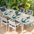 thumbnail image 2 of Teal Anchors Coastal Table Cloths for 8 Foot Rectangle Tables, Vintage Summer Beach Nautical Patio Waterproof Elastic Fitted Tablecloths, Washable Rectangular Table Cover for Camping, 2 of 8