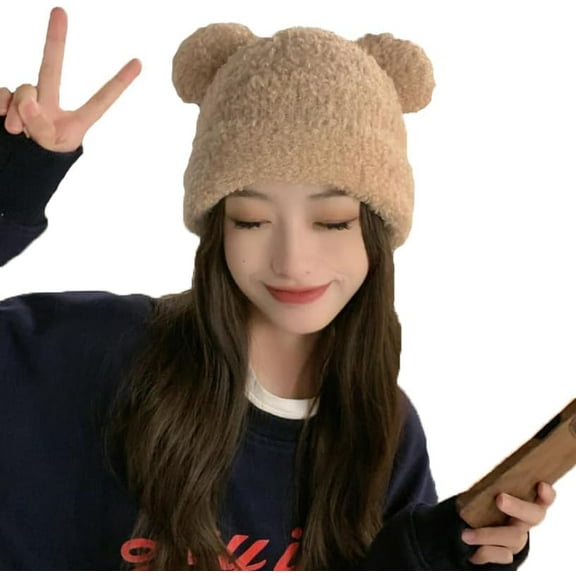 AKcxy Womens Beanie Hat with Double Pom Pom - Winter Hats Skull Cap YZ50234