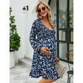 thumbnail image 3 of Women's Maternity Smocked Long Sleeve Ruffle Dress V Neck Fall Casual Flowy Midi Dress, 3 of 5