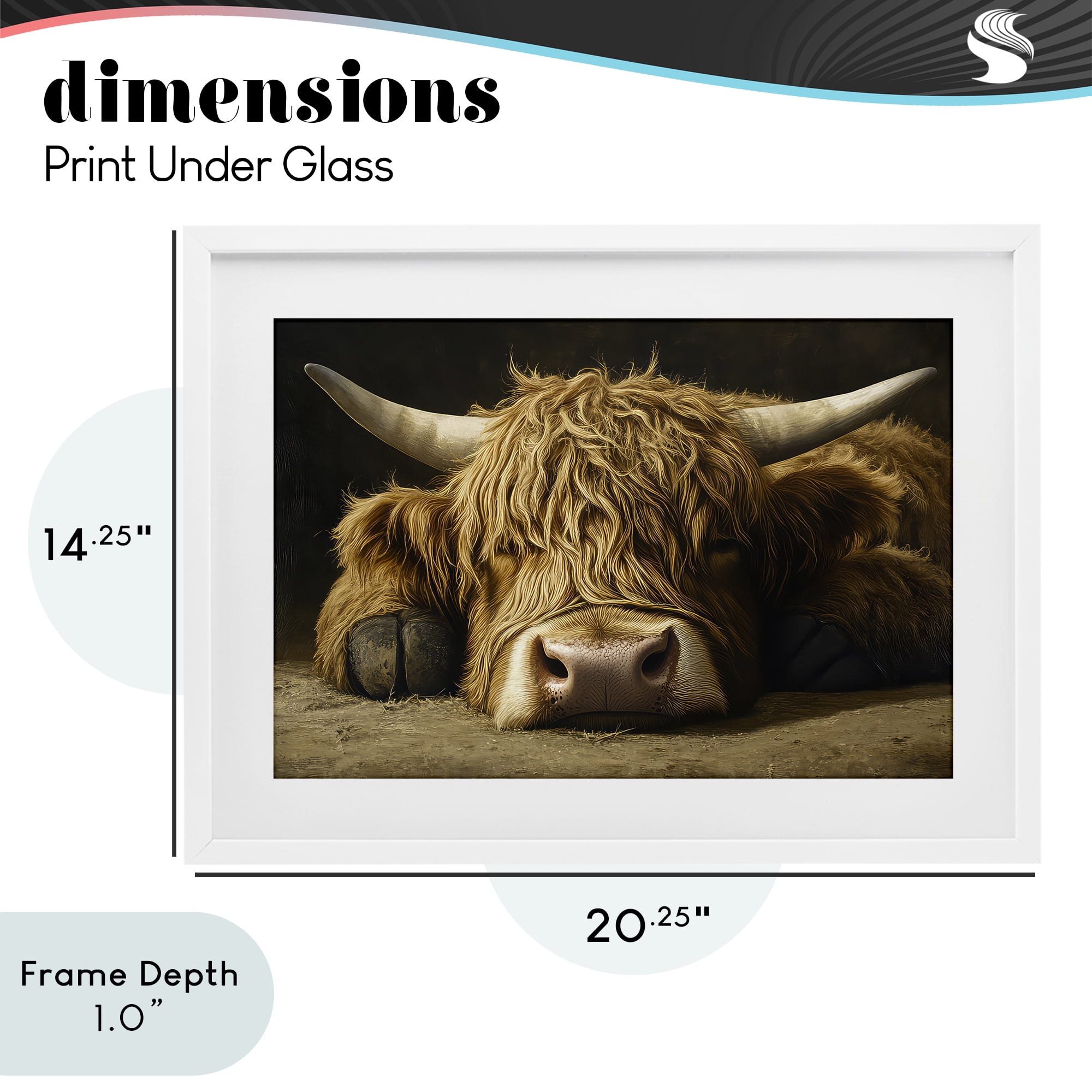 Stupell Industries Sleeping Highland Cow & Hoof White Framed Print Under Glass, design by The Wands Want