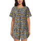 thumbnail image 1 of Balery Modern Excavator Conjunto de Pijama para Mujer con Estampado, Dos Piezas de Manga Corta y Shorts, Ropa de Dormir Suave con Cuello Redondo y Bolsillos-Large, 1 of 6