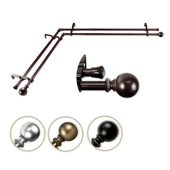 Domovina Elias Double Corner Curtain Rod-Color:Cocoa,Size:28-48"