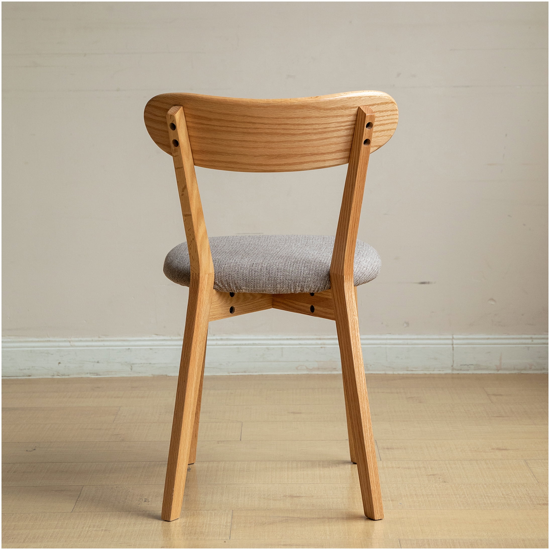 4-Pack Solid Oak Wood Dining Chairs with Upholstered Seats, FAS Grade Natural Wood Finish, Comfortable Kitchen and Dining Room Chairs