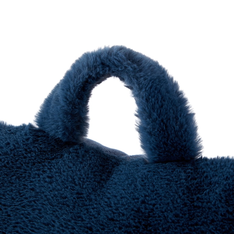 Mainstays Faux Fur Plush Backrest Pillow, Indigo, Soft Rabbit Fur