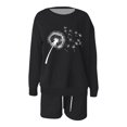 thumbnail image 3 of 2 Piece Sweatsuits for Women Long Sleeve Print Pullover Sweatshirt Shorts with Pocket Fall Cozy Casual Loose Outfits, Black, L, 3 of 3