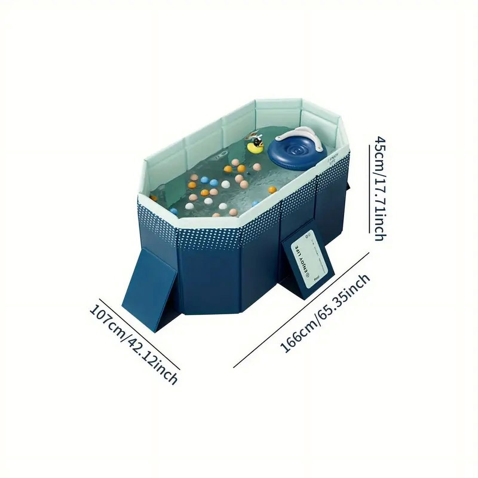 SESSLIFE Folding Swimming Pool, Non-Inflatable Portable Pool,Inflatable-Free and Durable with Triangle Support , Portable Space-saving Design, 65.35" × 42.13" × 17.72"