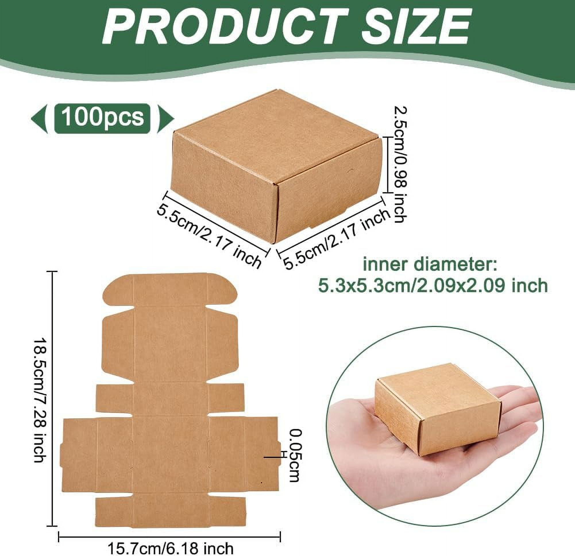 100Pcs Mini Cardboard Boxes 2.2x2.2x1 Inch Brown Cardboard Gift Boxes Jewelry Kraft Box Small Corrugated Mailer Boxes Mini Boxes for Present Wrapping Packaging Small Items BurlyWood