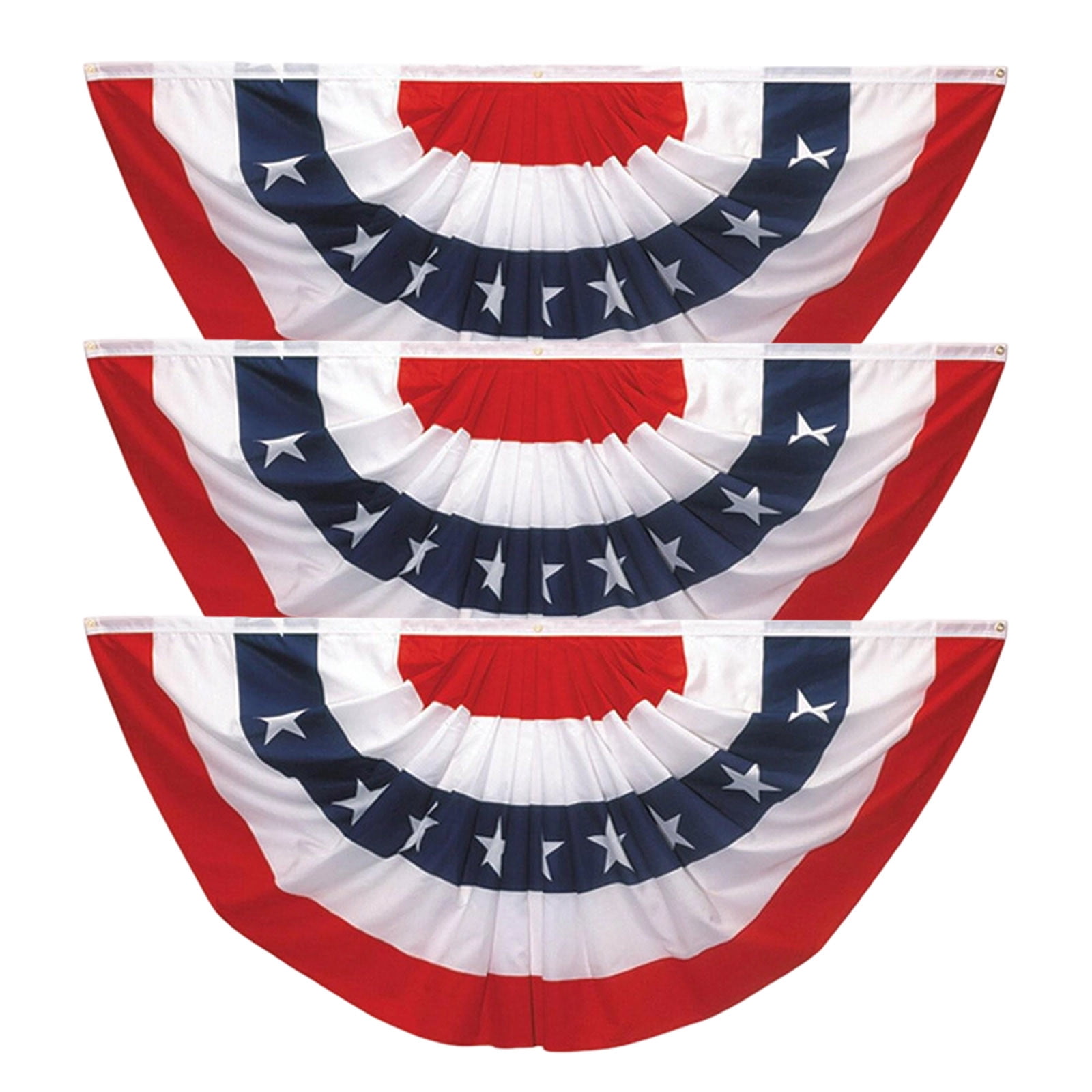 Gallickan 3 Pack Independence Day Fan-Shaped Patriotic Flag 60x120cm USA American Flag for Outdoor Garden Decor