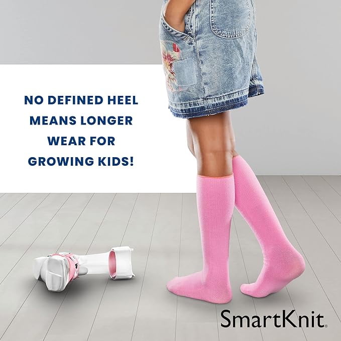 SmartKnit Kids Seamless AFO Interface Socks - 3 Pack (White/Pink/Purple,  Child Regular)
